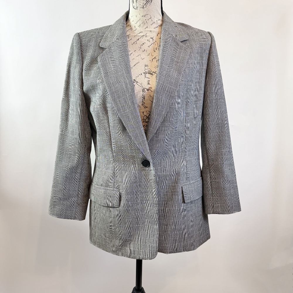 Pendleton Black and White Plaid Blazer